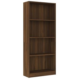 VidaXL Boekenkast 4 Schappen 60x24x142 Cm Bewerkt Hout Bruineikenkleur