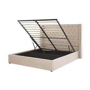 Beliani LUBBON Bed met opberger beige 160x200