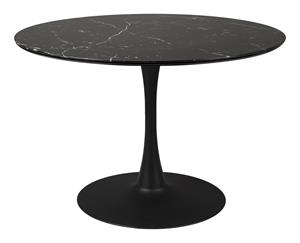 ZILT Ronde Eettafel Trisha Marmerlook, 110cm - Zwart