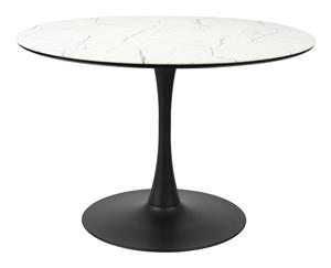 ZILT Ronde Eettafel Trisha Marmerlook, 110cm - Wit