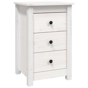 VidaXL Nachtkastje 40x35x61,5 Cm Massief Grenenhout Wit