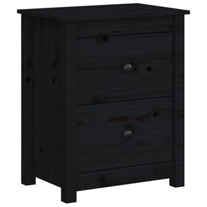 VidaXL Nachtkastje 50x35x61,5 Cm Massief Grenenhout Zwart