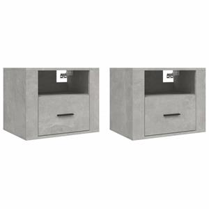 VidaXL Nachtkastjes 2 St Wandgemonteerd 50x36x40 Cm Betongrijs