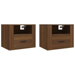VidaXL Nachtkastjes 2 St Wandgemonteerd 50x36x40 Cm Bruineikenkleurig