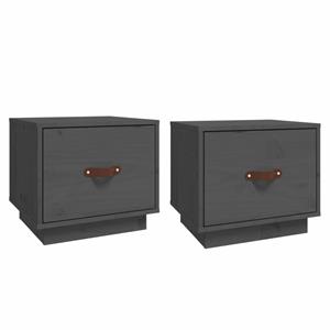 VidaXL Nachtkastjes 2 St 40x34x35 Cm Massief Grenenhout Grijs