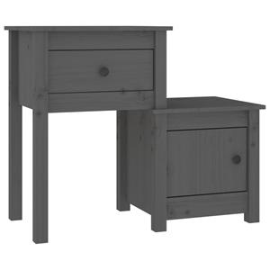 VidaXL Nachtkastje 79,5x38x65,5 Cm Massief Grenenhout Grijs