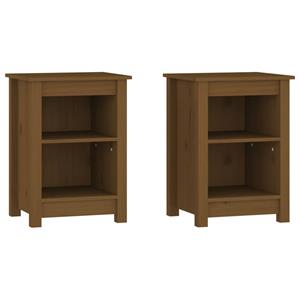 VidaXL Nachtkastjes 2 St 40x35x55 Cm Massief Grenenhout Honingbruin