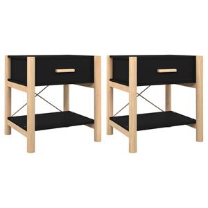 VidaXL Nachtkastjes 2 St 42x38x45 Cm Bewerkt Hout Zwart