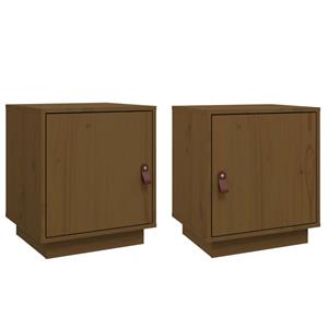 VidaXL Nachtkastjes 2 St 40x34x45 Cm Massief Grenenhout Honingbruin