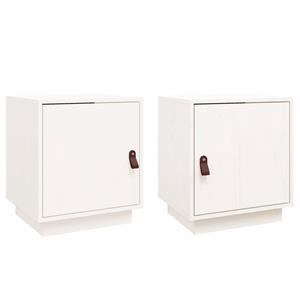 VidaXL Nachtkastjes 2 St 40x34x45 Cm Massief Grenenhout Wit