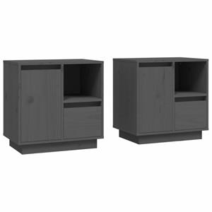 VidaXL Nachtkastjes 2 St 50x34x50 Cm Massief Grenenhout Grijs
