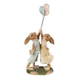 Clayre & Eef Beeld Konijn 22 cm Groen Bruin Kunststof Woonaccessoires
