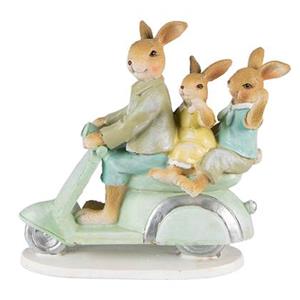 Clayre & Eef Beeld Konijn 15 cm Groen Bruin Kunststof Woonaccessoires