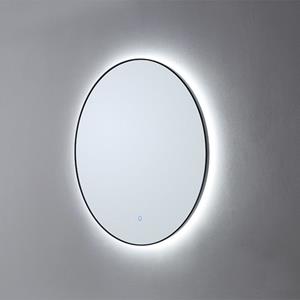 Sanilux Badkamerspiegel  Rond LED 3 Kleuren Instelbaar Dimbaar Incl. Spiegelverwarming 60x2.5 cm Mat Zwart 