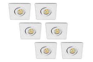 Groenovatie Inbouwspot LED 3W, Wit, Vierkant, Kantelbaar, Dimbaar, 6-Pack