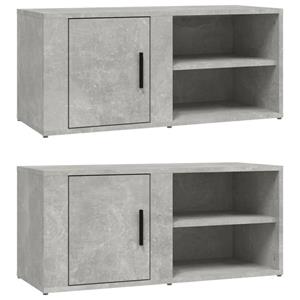 VidaXL Tv-meubels 2 St 80x31,5x36 Cm Bewerkt Hout Betongrijs
