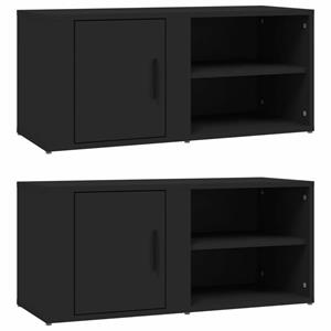 VidaXL Tv-meubels 2 St 80x31,5x36 Cm Bewerkt Hout Zwart