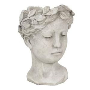Clayre & Eef Bloempot Binnen 16*15*21 cm Grijs Steen Plantenpot