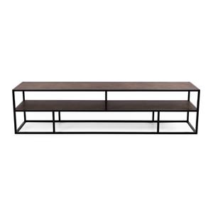STALUX Tv-meubel Luuk 200cm - zwart / lederlook bruin
