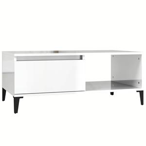 VidaXL Salontafel 90x50x36,5 Cm Bewerkt Hout Hoogglans Wit