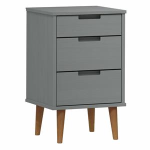 VidaXL Nachtkastje 40x35x65 Cm Massief Grenenhout Grijs