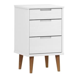VidaXL Nachtkastje 40x35x65 Cm Massief Grenenhout Wit
