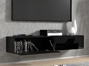 Mobistoxx Tv-meubel BINTO 2 klapdeuren 160 cm hoogglans zwart/phanton zwart