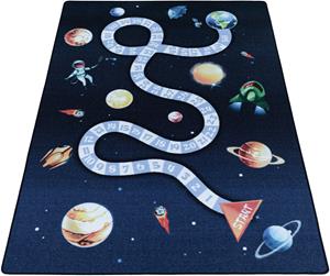 Ayyildiz Teppiche Kinderteppich PLAY 2910, rechteckig, 6 mm Höhe, robuster Kurzflor,Weltall, Zahlen Spiele Hüpf Teppich,Kinderzimmer