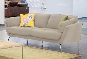 W.Schillig 2-Sitzer softy, mit dekorativer Heftung im Sitz, Füße Chrom glänzend