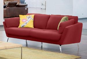 W.Schillig 2-Sitzer softy, mit dekorativer Heftung im Sitz, Füße Chrom glänzend