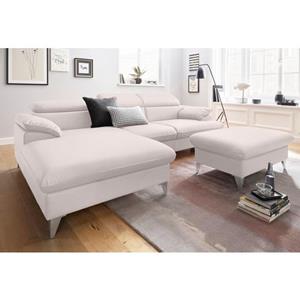 COTTA Polstergarnitur "Caluso", (2 tlg.), Set: bestehend aus Ecksofa, Hocker, Ecksofa inkl. Kopfteilverstellung