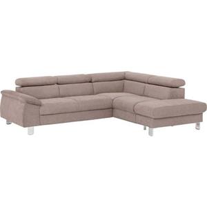 COTTA Zithoek Komaris Set: bestaand uit hoekbank en hocker, hoekbank met verstelbare hoofdsteun, naar keuze bedfunctie/bedlade, LED/RGB (set)