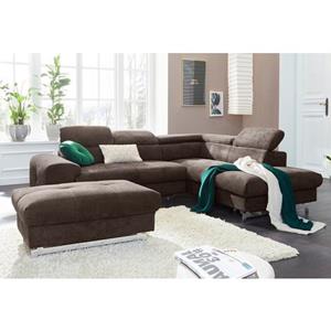 COTTA Polstergarnitur "Mailand", (2 tlg.), Set: bestehend aus Ecksofa und Hocker, inklusive Kopfteilverstellung