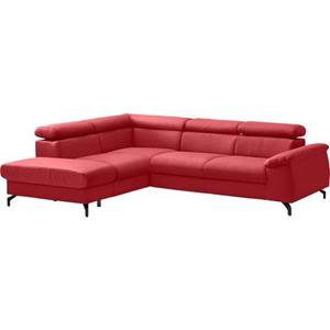 COTTA Zithoek Komaris I Set: bestaand uit hoekbank en hocker, vrij plaatsbaar, elegante zwarte voet (set)