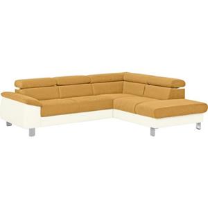 COTTA Zithoek Komaris Set: bestaand uit hoekbank en hocker, hoekbank met verstelbare hoofdsteun, naar keuze bedfunctie/bedlade, LED/RGB (set)