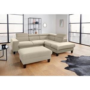 COTTA Polstergarnitur "Morven", (Set), Set: bestehend aus Ecksofa und Hocker, Kopfteilverstellung