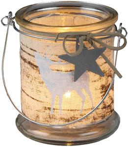 Ambiente Haus Waxinelichthouder Xmas Glas mit Griff - Hirsch, Weihnachtsdeko (1 stuk)