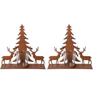 Creativ deco Waxinelichthouder Kerst versiering (2 stuks)