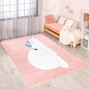 Carpet City Kinderteppich ANIME921, rechteckig, 11 mm Höhe, Kinderzimmer Teppich Modern mit Mond, Blumen, Wolken, Creme, Multi