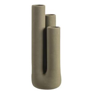 Leen Bakker Vaas Tube - groen - keramiek - 33,5x11,8x11,7 cm