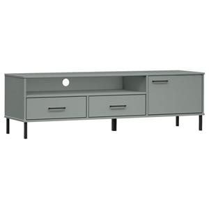 vidaXL TV-Schrank »TV-Schrank OSLO mit Metallbeinen Grau Massivholz Kiefer« (1-St)