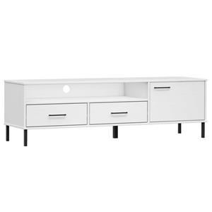 vidaXL TV-Schrank »TV-Schrank OSLO mit Metallbeinen Weiß Massivholz Kiefer« (1-St)