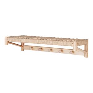 Artichok Loek houten kapstok met geweven plank - 78 x 31 cm