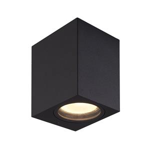 Prios Tetje buitenwandlamp zwart hoekig 10 cm