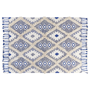 BELIANI Vloerkleed katoen beige/blauw 140 x 200 cm MANAVGAT
