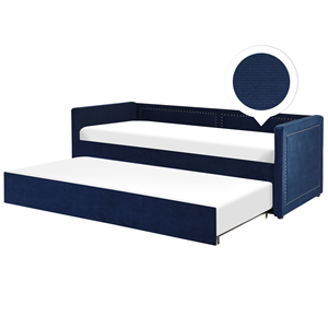 BELIANI Bedbank corduroy 90 x 200 cm donkerblauw MIMIZAN