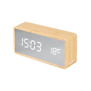 Karlsson  Alarm clock Silver Mirror LED light wood veneer