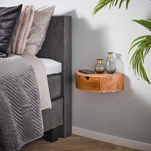 LifestyleFurn Hangend Nachtkastje Vita Met 1 lade, Acaciahout - Massief acacia naturel