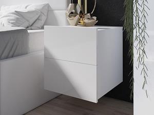 Mobistoxx Nachtkastje CABALINA 2 lades wit/hoogglans wit