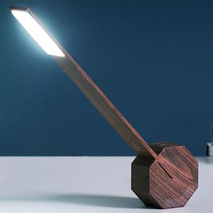 Gingko Octagon One Desk Light - Walnut